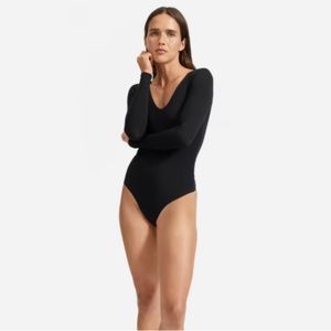 Everlane Black Long Sleeve V Neck Bodysuit